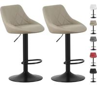 mcc direct Stanley Lot de 2 tabourets de bar pivotants réglables en hauteur avec dossier, siège en cuir, repose-pieds et base en métal pour la maison, la cuisine et le restaurant (Marron)