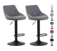 mcc direct Stanley Lot de 2 tabourets de bar pivotants réglables en hauteur avec dossier, siège en cuir (gris)