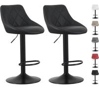 mcc direct Stanley Lot de 2 tabourets de bar pivotants réglables en hauteur avec dossier, siège en cuir, repose-pieds et base en métal pour la maison, la cuisine et le restaurant (noir)