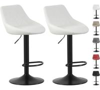 mcc direct Stanley Lot de 2 tabourets de bar pivotants réglables en hauteur avec dossier, siège en cuir, repose-pieds et base en métal pour la maison, la cuisine et le restaurant (blanc crème)