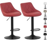 mcc direct Stanley Lot de 2 tabourets de bar pivotants réglables en hauteur avec dossier, siège en cuir, repose-pieds et base en métal pour la maison, la cuisine et le restaurant (rouge)