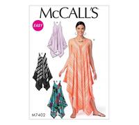 McCall's Patron de couture facile 7402 pour femme, ourlet mouchoir, robes de tente et combinaison.