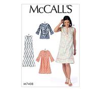 McCall's Patterns 7408 ZZ Patrons de Tunique et Robes Patron de Couture, Papier, Multicolore, Tailles Grand - 2 x L