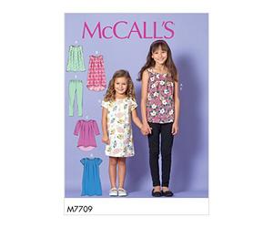 Mccall's Patterns 7709 CHJ Hauts, robes et leggings pour enfants/filles, tailles 7-14, tissu, multicolore, 17 x 0,5 x 0,07 cm