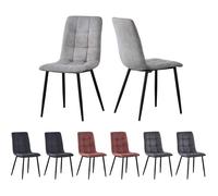MCCDirect Henri Lot de 2 chaises de Salle à Manger en Cuir synthétique Velours avec Pieds en métal Gris clair