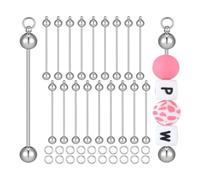 Mcclellanty 20 PièCes Porte-CléS PerléS ChaîNes de Barre en MéTal pour la Fabrication de Accessoires de Tige de Porte-CléS pour Les Projets de Bricolage Ornements de Pendentif