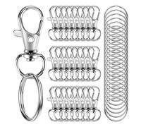 Mcclellanty 200 PièCes Fermoir Mousqueton en MéTal avec Porte-CléS, Clips pour Porte-CléS et Anneaux pour Porte-CléS, Kit de Fabrication D'Anneaux pour Porte-CléS pour L'Artisanat