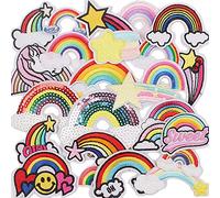 Mcclellanty 25 PièCes SéRies Enfant Brodé Patch Arc-en-Ciel Coudre/Fer sur Patch Applique VêTements Jeans Couture Fleurs Applique Bricolage Accessoire