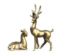 Mcclellanty Alliage de Cuivre Cerf Sika Table Petits Ornements Vintage Figurines d'animaux Décorations de Bureau Accessoires Décoration de Artisanat