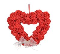 Mcclellanty Couronne en Forme de CœUr pour la Saint-Valentin, Guirlande de Roses Florales, Couronne de Porte pour la DéCoration de la Saint-Valentin, Rouge, 13,77 Pouces
