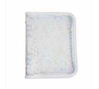 Mcclellanty Couverture de classeur économique A5 avec fermeture éclair, planificateur de classeur à 6 anneaux A5 avec étoiles brillantes, étui de cahier rechargeable en PVC transparent bleu