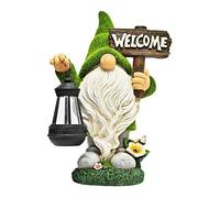 Mcclellanty de Flocage Statues de Jardin Solaire DéCor ExtéRieur Floqué avec Figurine de Lanterne Solaire Nains Jardim Ornements de Cour