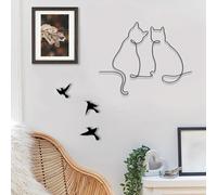 Mcclellanty DéCor Mural Chat en MéTal, Art Mural Chat, Art Mural en MéTal, DéCoration Murale Minimaliste pour Chambre et Salon