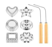 Mcclellanty Ensemble de 8 Rosaces Timbale, Ensemble de Rosaces en Fer avec PoignéE, Moule à Bunuelos en Fleur de Lotus, Kit de Fabrication de Gâteaux en Entonnoir