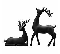 Mcclellanty Figurines de Renne Lot de 2 Statues de Cerf en RéSine Sculpture D'éLan Ornements de Cerf pour Salon TV/Armoire à Vin DéCor à B