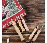 Mcclellanty Kit D'Aiguilles à Poinçonner 23 Pièces, Ensemble D'Aiguilles à Poinçonner en Bois Réglable pour Adultes Débutants Broderie Facile à Utiliser