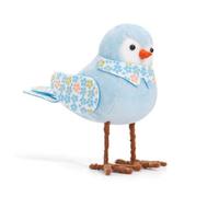 Mcclellanty PoupéEs d'oiseaux en Peluche de Pâques, Ornements de Figurines d'oiseaux Debout de Vacances avec Longue Jambe, éCharpe ImpriméE et NœUd pour Table Bleu