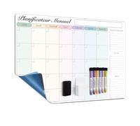 MCCORL 60x40 cm Calendrier Adhesif Tableau blanc Planning Mural, Planificateur Mensuel/Semainer effaçable parfait pour Planification des Tâches, Organiseur Hebdomadaire Repas familial - en Français
