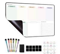 MCCORL Calendrier Magnetique Organisateur Tableau Frigo, Planning Semaine Magnetique, Planificateur de Menus/Repas, Planificateur Hebdomadaire, 42×28cm effacable en Français