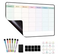 MCCORL Calendrier Tableau Organisateur Magnetique Frigo, Planning Semaine/Mensuel Frigo Magnétique,Planificateur Hebdomadaire, 42×28cm effacable en Français