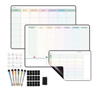 MCCORL Planning Semaine,Calendrier magnetique Frigo,emploi du temps,Planificateur Hebdomadaire,Tableau Organisateur Familial, Planning Mensuel,Planificateur des Menus/Repas effaçable-en Français