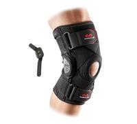 McDavid Genouillère articulée 429X – double charnière, strap croisé, conçue pour le sport – Noir