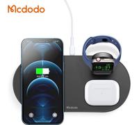 Mcdodo 3in1 Chargeur magnétique sans fil Station de charge compatible avec Smartphone, Watch, écouteurs TWS, noir