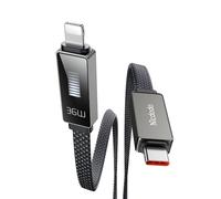 Mcdodo Câble USB C avec écran rythme 1,2 m - Câble de données en nylon de type C à charge rapide pour iPhone 15, iPad Pro/Air/Mini 6, Samsung S22/21/20/Note20, commutateur (pour Lightning)