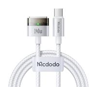 mcdodo Câble USB C vers Mag Safe 3 - 2 m - 140 W - Câble de charge magnétique pour MacBook Pro 14"/16" M4 2025, MacBook Air 13"/15" M4, charge rapide (USB C vers MagSafe 3 blanc)