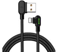 Mcdodo - Câble USB - Lightning Coudé 90 degrés, LED, 1,8 m, Noir