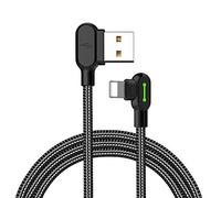 Mcdodo® LED à 90 degrés câble vers USB câble de Recharge Rapide Câble de données 2 A en Alliage de Zinc en Nylon Anti-Bending Anti-Fracture Compatible iPhone X 8 7 6 Plus iPad iPod (1.8 m)