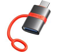 Mcdodo OT-3810, Adaptateur USB 3.0, C mâle - A femelle, métal avec fixation de câble, gris