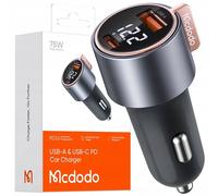 Mcdodo Puissant Chargeur De Voiture Rapide Avec Compteur 2X Usb Usb-C 75W Led