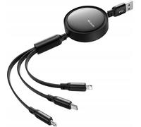 Mcdodo Usb Cable 3W1 Coiled Usb-C Lightning Micro Usb Type C Flat 1M