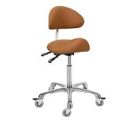 McDooFly Tabouret de selle ergonomique avec roulettes - Chaise de selle professionnelle robuste et réglable - Tabouret hydraulique pour massage, coiffeur, salon de tatouage, bureau (avec dossier,