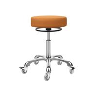 McDooFly Tabourets ronds à roulettes avec roues - Tabouret pivotant réglable - 181,4 kg - Tabouret de bureau en cuir pour cuisine, comptoir, magasin, spa, garage médical (camel).
