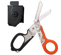 MCDSAJ Sécateur pliable multifonction 6 en 1 avec coupe-sangle et brise-verre, idéal pour le camping en plein air, noir avec fourreau