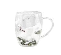 MCDSAJ Tasse de Souhait de Noël de 300 Ml, Tasses à Café en Verre à Double Paroi, Verres à Boisson Transparents, Tasse à Lait Double de Dessin Animé, Tasse D'eau Unique(11cm/4,33 pol.-transparent)