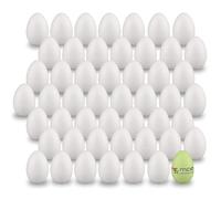 MCE-Commerce A336050-2 Lot de 50 œufs en polystyrène pour bricolage et décoration de Pâques Blanc 6 cm