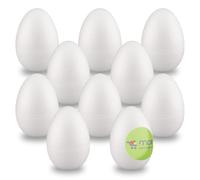 MCE-Commerce A338010-1 Lot de 10 œufs en polystyrène pour bricolage et décoration de Pâques Blanc 8 cm