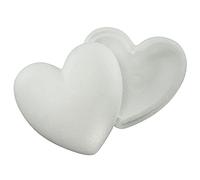 MCE-Commerce A3701501 Lot de 2 cœurs en polystyrène de 15 cm pour bricolage et décoration, blanc