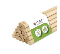 MCE-Commerce A508040020 Lot de 20 barres rondes, en bois de hêtre naturel, Ø 8 mm, longueur 40 cm, pour bricolage, modélisme, bricolage, artisanat - Diamètre 8 mm x 40 cm