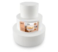 MCE-Commerce Lot de 3 gâteaux en polystyrène-Hauteur : 7 cm, 10 cm, 15 cm, 20 cm, expansé, Blanc, 10cm 15cm 20cm