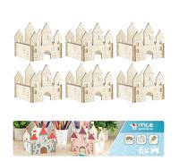 MCE-Commerce Lot de 6 châteaux ou château en bois pour anniversaire d'enfant Naturel