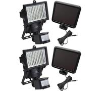 MCE442 Lot de 2 lampes solaires LED avec détecteur de mouvement,applique murale,capteur crépusculaire,IP44,6 W,360 lumens,6000 K