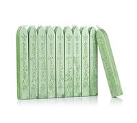Mceal Bâton de cire à cacheter avec mèche Fleur de Luce de France Rétro Lot de 10 pièces (Vert sauge)