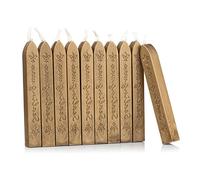 Mceal Bâton de cire à cacheter avec mèche, Fleur De Luce Rétro, Pack de 10 (Brun Cacahouète)