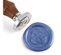 Mceal Tampon à cacheter, tête en laiton argenté avec manche en bois de rose, 30 mm Dragon