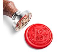 Mceal Tampon de cire - Tête en laiton argenté avec poignée en bois - Série A à Z - Lettre B