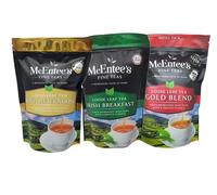 McEntee's Tea, trois mélanges irlandais traditionnels (lot de 3) - Petit-déjeuner, Après-midi et Mélange Doré, sachets de recharge de 250 g - Mélanges de qualité supérieure en Irlande. Thés du Kenya,